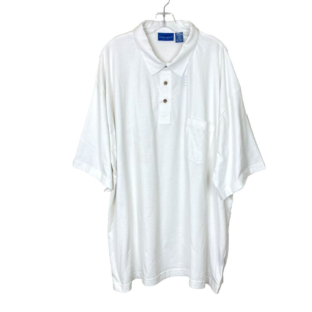 Towncraft Mens NWT Polo Shirt Size 3XLT White 3-Button Golf Beach Cruise Resort